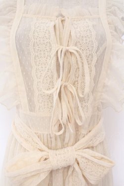 画像2: Chalmiere / ドットチュールエプロン M アイボリー O-26-02-14-005-0-OP-YM-OS