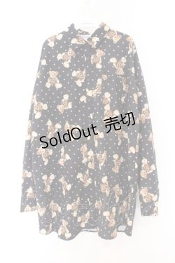 画像1: Ank Rouge / ハートドットBearBigシャツ M クロ O-26-02-14-061-CA-BL-OW-OS