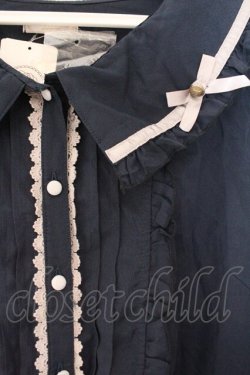 画像2: axes femme POETIQUE / 釦デザインフリルブラウス L ネイビー O-26-02-14-063-AX-TO-OW-OS