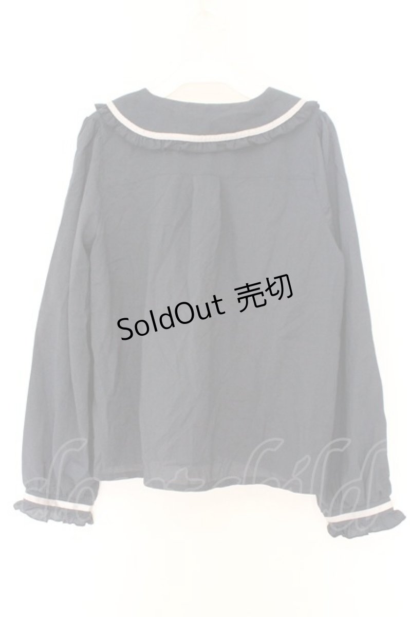 画像3: axes femme POETIQUE / 釦デザインフリルブラウス L ネイビー O-26-02-14-063-AX-TO-OW-OS (3)