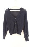 axes femme / 透かし編みニットカーディガン M ネイビー O-26-02-14-065-AX-TO-OW-OS