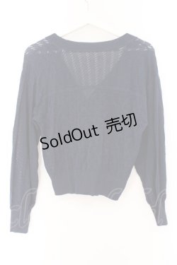 画像2: axes femme / 透かし編みニットカーディガン M ネイビー O-26-02-14-065-AX-TO-OW-OS