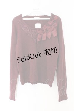 画像1: axes femme / アシメリボンデザインプルオーバー M ワイン O-26-02-14-066-AX-TO-OW-OS