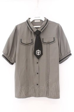 画像1: axes femme / ミリタリー風タイ付ブラウス M グリーン O-26-02-14-080-AX-BL-OW-OS