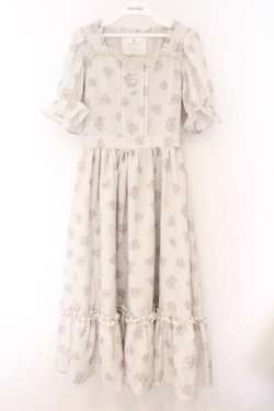 画像1: m petit by misako / NINA'S 花柄スクエアネックワンピース S アイボリー O-26-02-14-081-LO-OP-OW-OS