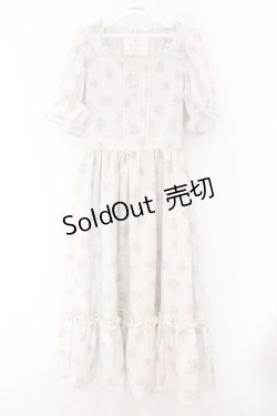 画像1: m petit by misako / NINA'S 花柄スクエアネックワンピース S アイボリー O-26-02-14-081-LO-OP-OW-ZT0225L