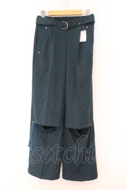 画像1: axes femme / ベルト付カットアウトパンツ F グリーン O-26-02-14-015-AX-PA-OW-OS