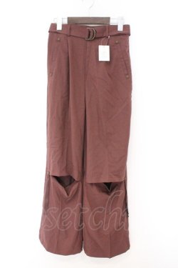 画像1: axes femme / ベルト付カットアウトパンツ F ブラウン O-26-02-14-016-AX-PA-OW-OS