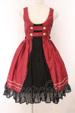 画像1: ALICE and the PIRATES / センターピンタックジャンパースカート  ワイン O-26-02-14-002-PA-OP-OW-OS