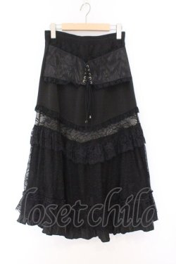 画像1: Qutie Frash / 蜘蛛メッシュ切り替えスカート  ブラック O-26-02-14-025-QU-SK-OW-OS