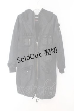 画像1: Qutie Frash / ミリタリーコート  ブラック O-26-02-14-027-QU-CO-OW-OS