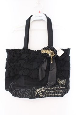 画像1: axes femme / 切りっぱなしフリルトートバッグ  クロ O-26-02-16-001-AX-BG-OW-OS