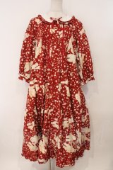 PINK HOUSE / バラ園うさぎミディワンピース  アカ O-26-02-16-036-LO-OP-OW-OS