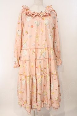 画像1: PINK HOUSE / 幸見うさぎプリントミディワンピース  ピンク O-26-02-16-039-LO-OP-OW-OS