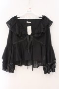 axes femme / レース袖フリルボレロ  クロ O-26-02-16-043-AX-TO-IG-OS