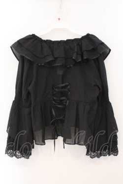 画像3: axes femme / レース袖フリルボレロ  クロ O-26-02-16-043-AX-TO-IG-OS