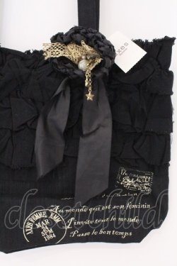 画像2: axes femme / 切りっぱなしフリルトートバッグ  クロ O-26-02-16-001-AX-BG-OW-OS