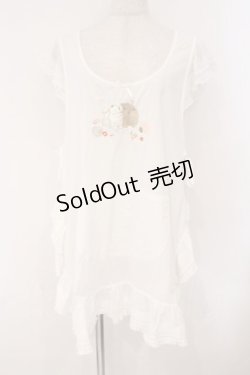 画像1: PINK HOUSE / 幸見うさぎ柄ローンタブリエ  シロ O-26-02-16-046-LO-TO-OW-OS