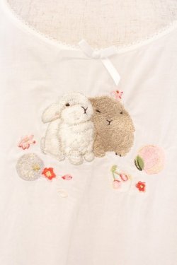 画像2: PINK HOUSE / 幸見うさぎ柄ローンタブリエ  シロ O-26-02-16-046-LO-TO-OW-OS