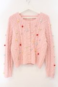 PINK HOUSE / カラフルポップル付きニットカーディガン  ピンク O-26-02-16-048-LO-TO-OW-OS