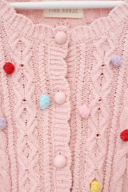 画像2: PINK HOUSE / カラフルポップル付きニットカーディガン  ピンク O-26-02-16-048-LO-TO-OW-OS