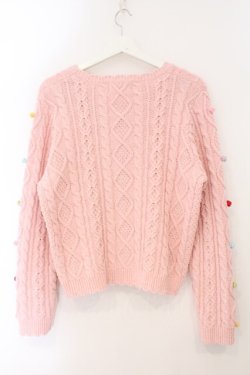 画像4: PINK HOUSE / カラフルポップル付きニットカーディガン  ピンク O-26-02-16-048-LO-TO-OW-OS