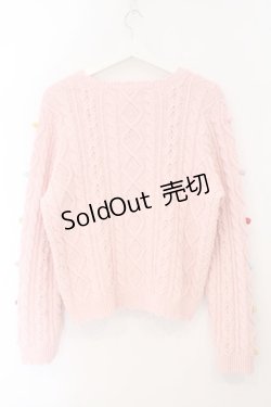 画像4: PINK HOUSE / カラフルポップル付きニットカーディガン  ピンク O-26-02-16-048-LO-TO-OW-OS