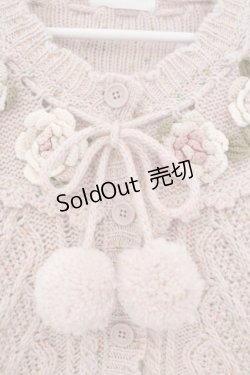 画像2: PINK HOUSE / バラモチーフ付きヨークニットカーディガン  ピンク O-26-02-16-050-LO-OP-OW-OS