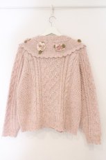 画像4: PINK HOUSE / バラモチーフ付きヨークニットカーディガン  ピンク O-26-02-16-050-LO-OP-OW-OS (4)