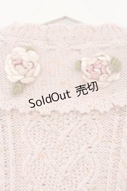 画像5: PINK HOUSE / バラモチーフ付きヨークニットカーディガン  ピンク O-26-02-16-050-LO-OP-OW-OS