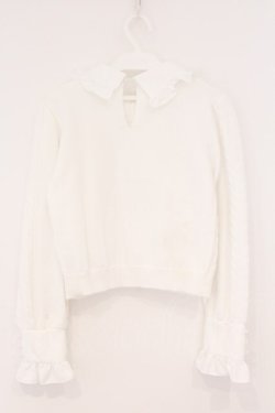 画像3: evelyn / 襟フリルケーブルニット  シロ O-26-02-16-052-LO-TO-OW-OS