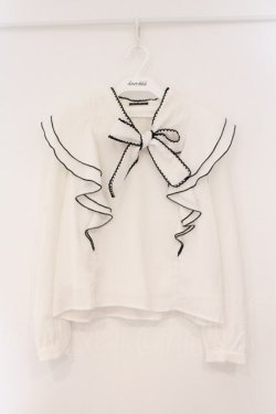 画像1: evelyn / リボンフリルブラウス  シロ O-26-02-16-053-LO-BL-OW-OS