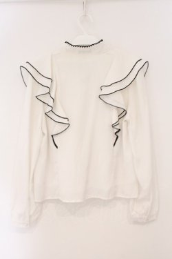 画像2: evelyn / リボンフリルブラウス  シロ O-26-02-16-053-LO-BL-OW-OS