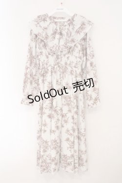 画像1: evelyn / 花柄シャーリングワンピース  シロ×ブラウン O-26-02-16-054-LO-OP-OW-OS