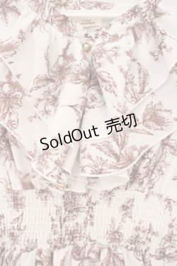 画像2: evelyn / 花柄シャーリングワンピース  シロ×ブラウン O-26-02-16-054-LO-OP-OW-OS