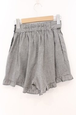 画像2: evelyn / 裾フリルギンガムショートパンツ  クロ O-26-02-16-057-LO-PA-OW-OS