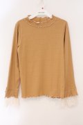 axes femme / 袖レース配色メローリブプルオーバー F オレンジ系 O-26-02-16-069-AX-TO-OW-OS