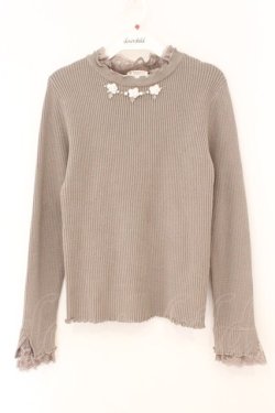 画像1: axes femme / ビジューフラワーニット M チャコールグレー O-26-02-16-071-AX-TO-OW-OS