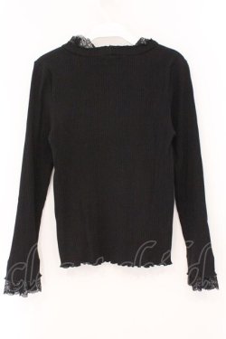 画像2: axes femme / 立体花ビジューリブプルオーバー M クロ O-26-02-16-073-AX-TO-OW-OS