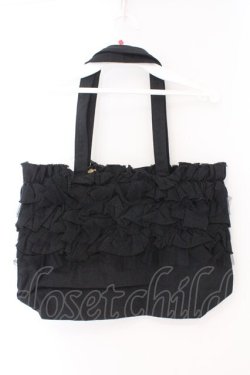 画像3: axes femme / 切りっぱなしフリルトートバッグ  クロ O-26-02-16-001-AX-BG-OW-OS