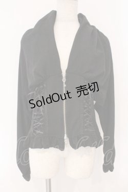 画像1: OZZ ANGELO / レースアップニットドルマンカーディガン  ブラック O-26-02-16-078-OO-TO-IG-OS