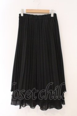 画像1: axes femme / 裾フリルプリーツスカート M クロ O-26-02-16-079-AX-SK-IG-OS