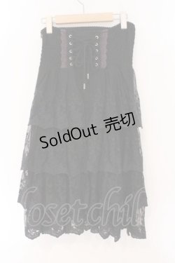 画像4: OZZ ANGELO / レースティアードニットスカート  ブラック×パープル系 O-26-02-16-081-OO-SK-IG-OS