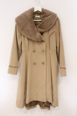 画像1: axes femme / ファーショールカラー付コート M キャメル O-26-02-16-082-AX-CO-IG-OS