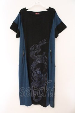 画像1: Qutie Frash / BIGロングカットソー  ブラック×ブルー O-26-02-16-088-QU-OP-OW-OS