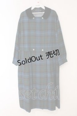 画像1: Jane Marple Dans Le Salon / タータンチェックベルベットカラードレス　ワンピース M グリーン O-26-02-16-094-JM-OP-OW-OS