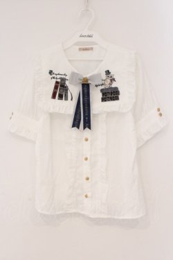 画像1: Amavel / Bibliotheque Classiqueブラウス F シロ×ネイビー O-26-02-16-105-CA-BL-OW-OS