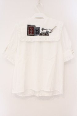 画像3: Amavel / Bibliotheque Classiqueブラウス F シロ×ネイビー O-26-02-16-105-CA-BL-OW-OS