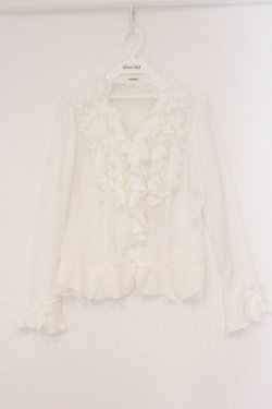 画像1: INGEBORG / ラッフルフリルブラウス 11号 オフシロ O-26-02-16-107-LO-BL-IG-OS