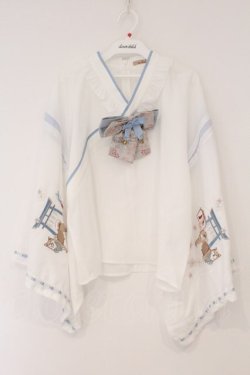 画像1: Amavel / 柴犬神社の春詣 和風ブラウス F シロ×サックス O-26-02-16-108-CA-BL-OW-OS